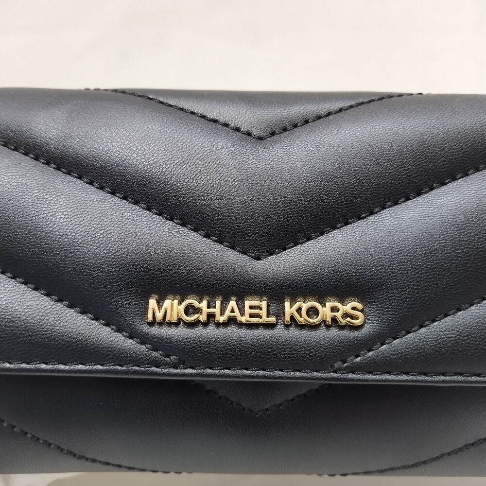 Michael Kors Jet Set Travel Black Quilted Leather Credit Card Fold Wallet - $298 - Picture 4 of 15
